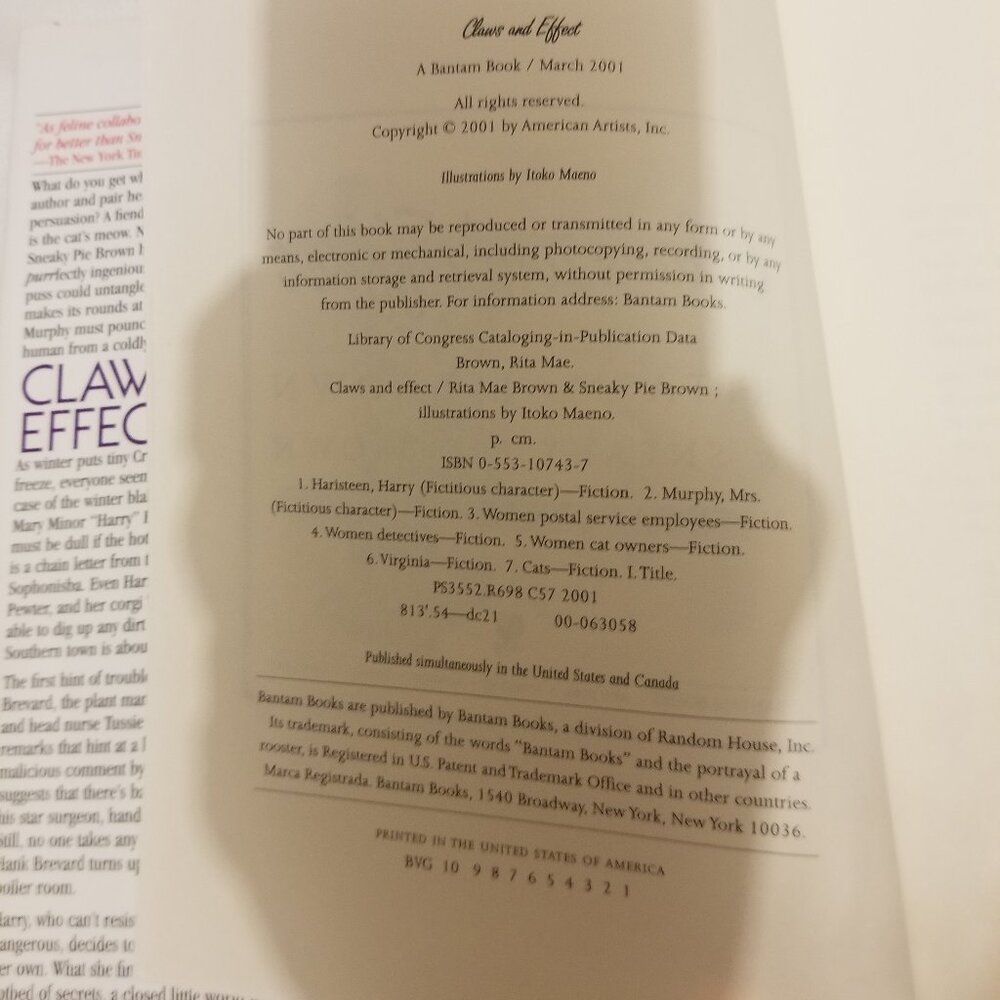 Hardcover Rita Mae Brown's Claws & Effect (Mrs Murphy Mystery) - Picture 4 of 5